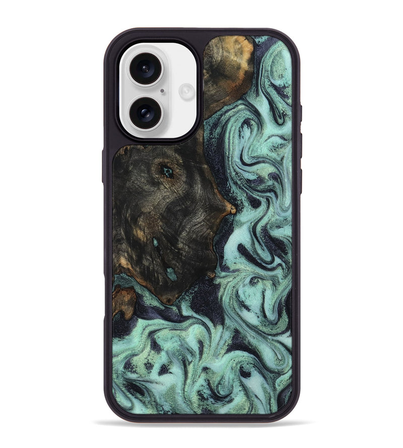 iPhone 16 Plus Wood Phone Case - Elina (Green, 800076)
