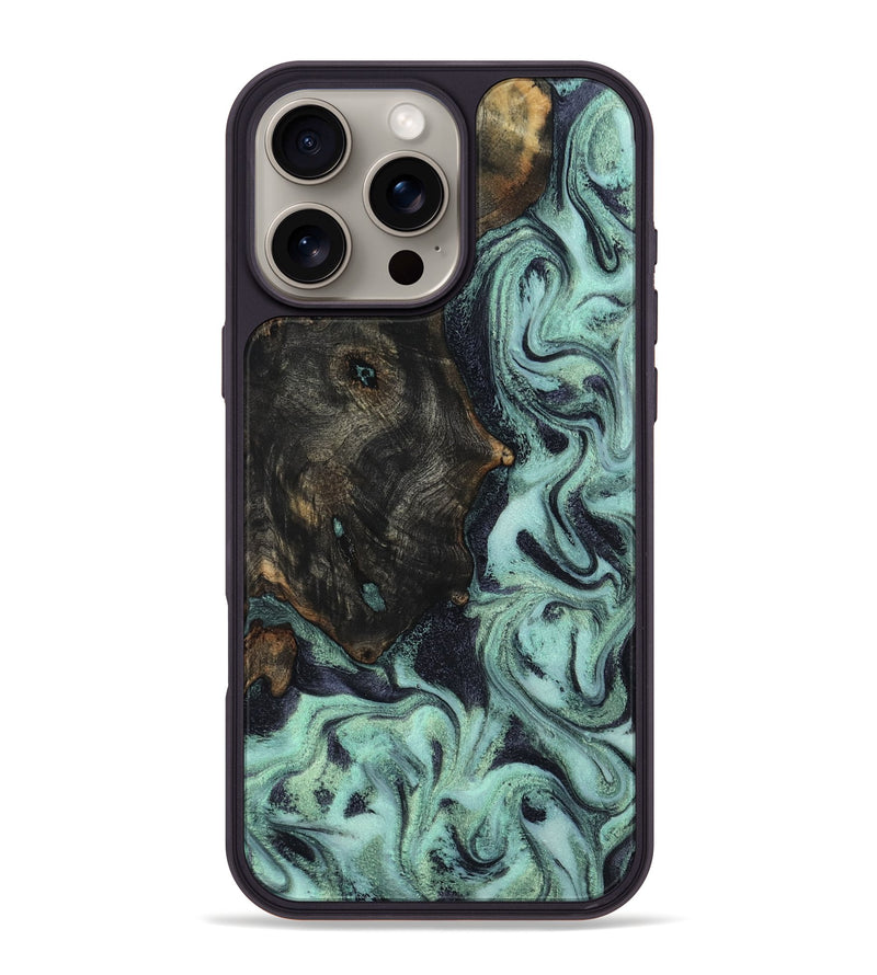 iPhone 16 Pro Max Wood Phone Case - Elina (Green, 800076)