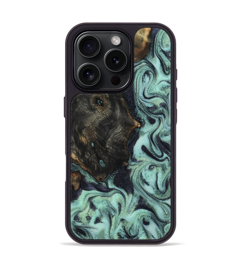 iPhone 16 Pro Wood Phone Case - Elina (Green, 800076)