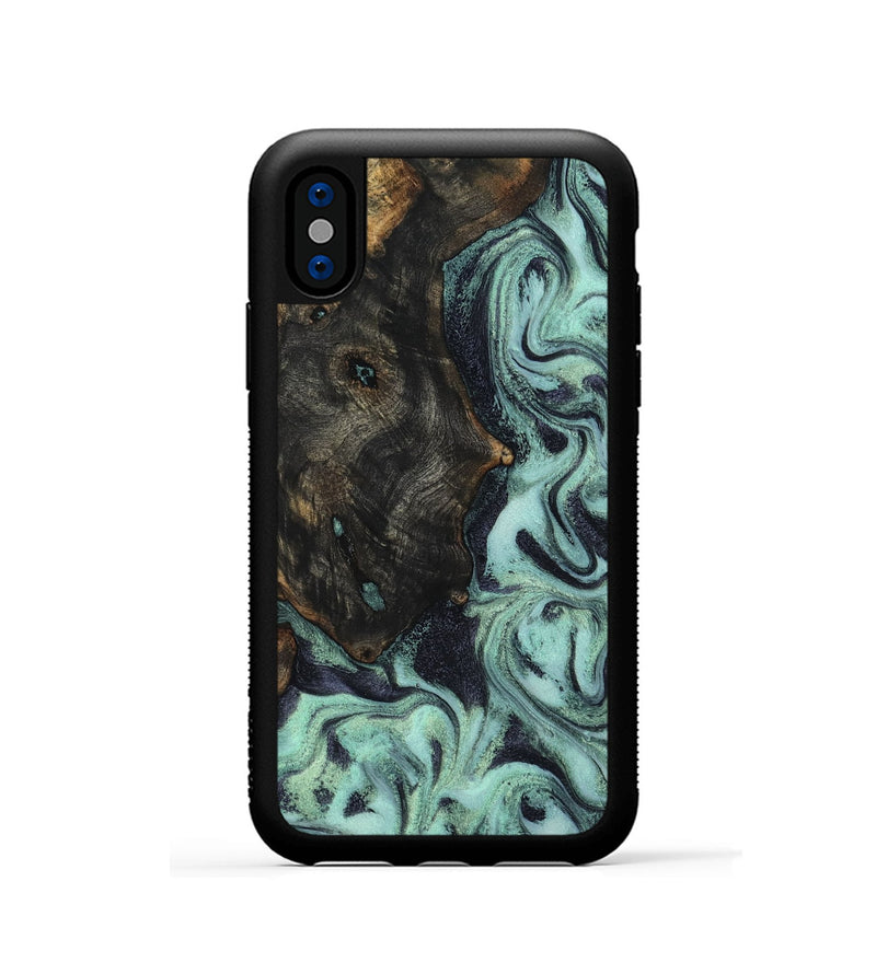iPhone Xs Wood Phone Case - Elina (Green, 800076)