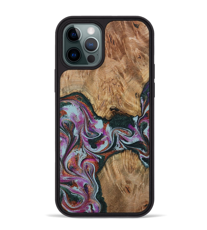 iPhone 12 Pro Max Wood Phone Case - Violeta (Green, 800077)