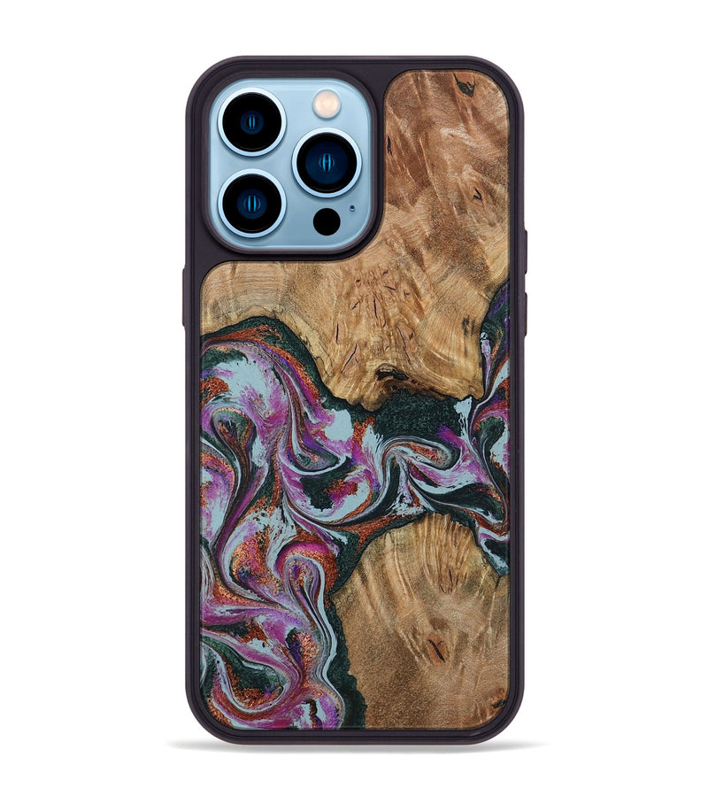iPhone 14 Pro Max Wood Phone Case - Violeta (Green, 800077)
