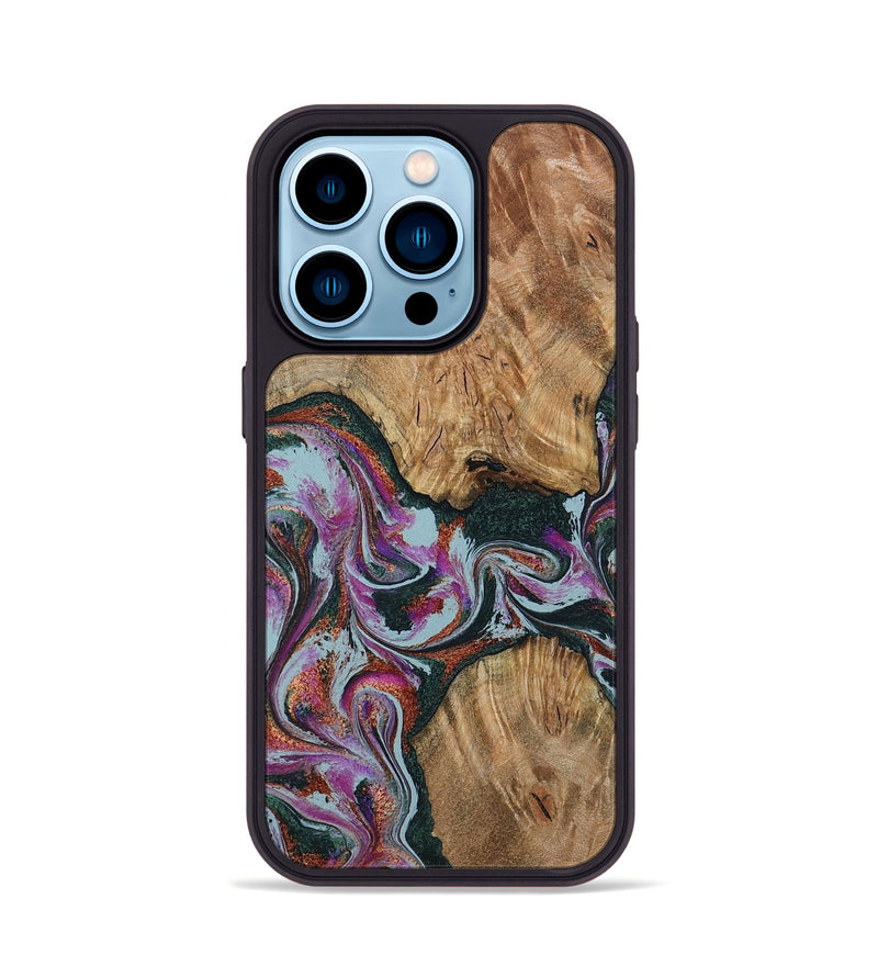 iPhone 14 Pro Wood Phone Case - Violeta (Green, 800077)