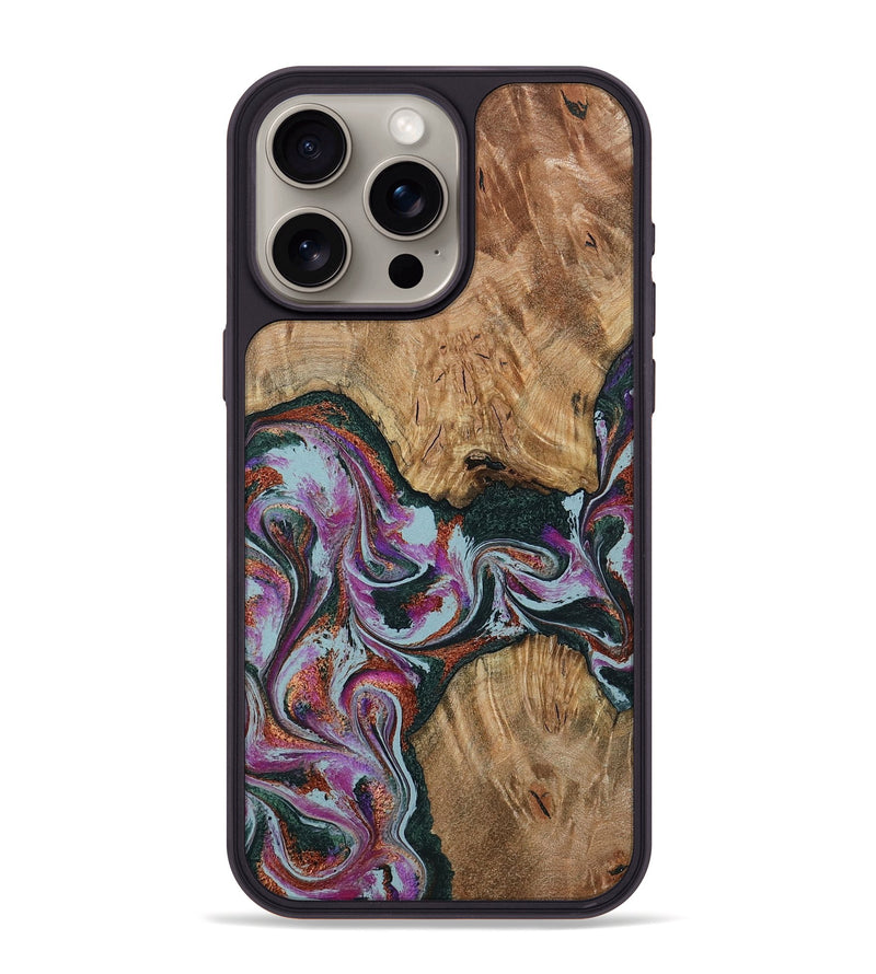 iPhone 15 Pro Max Wood Phone Case - Violeta (Green, 800077)
