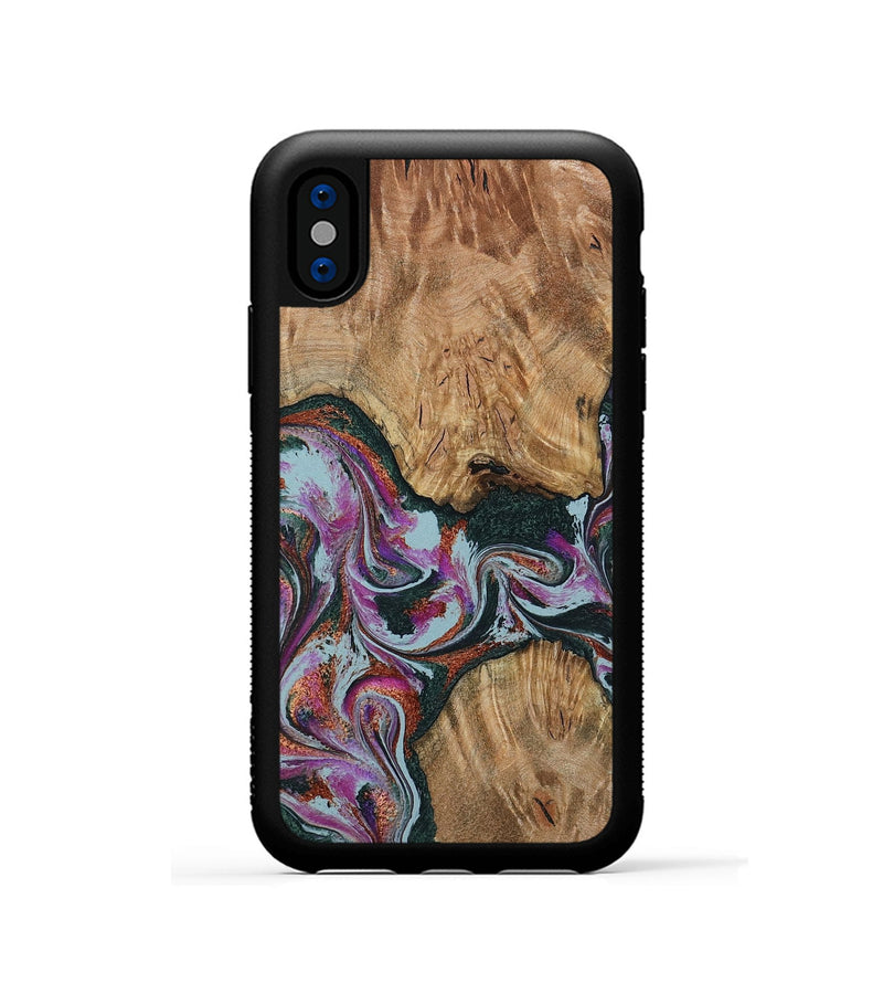 iPhone Xs Wood Phone Case - Violeta (Green, 800077)