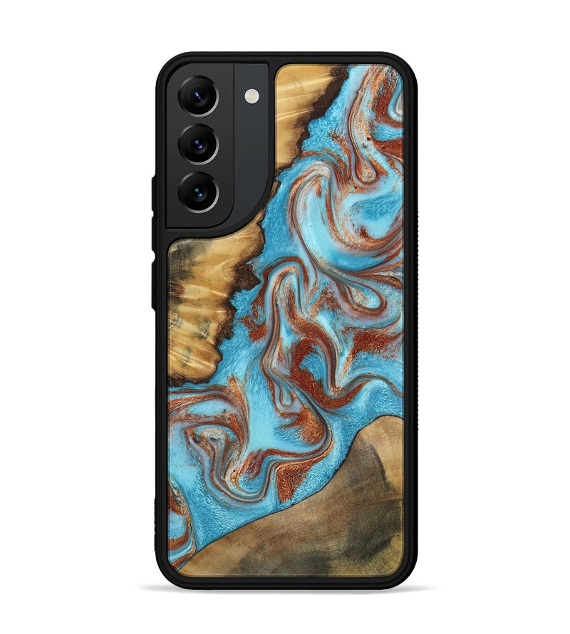 Galaxy S22 Plus Wood Phone Case - Oran (Teal & Gold, 800078)