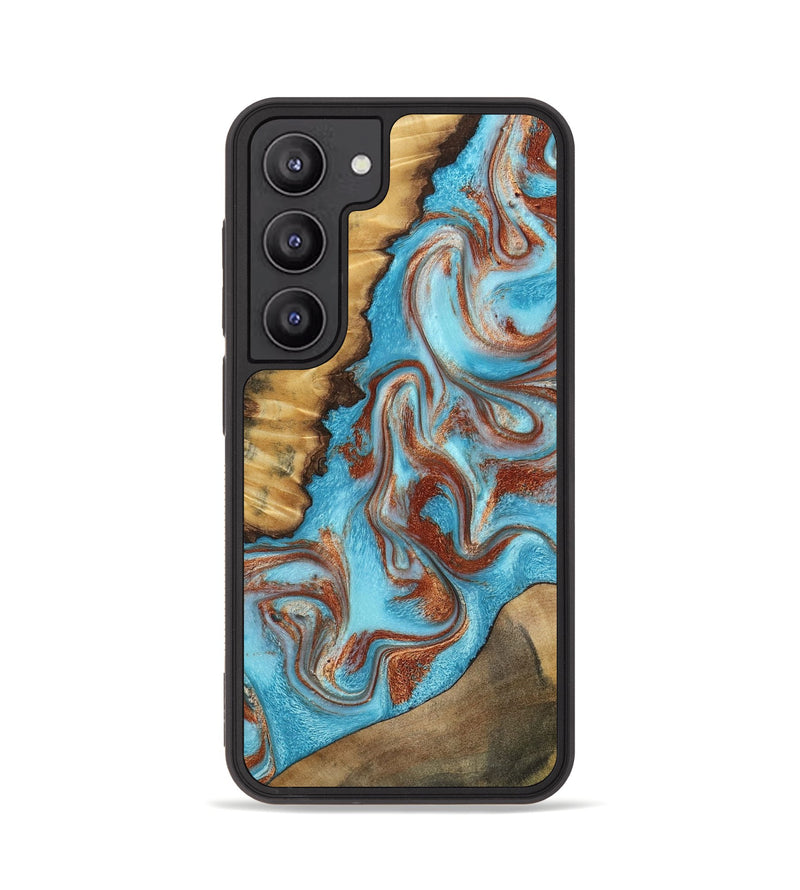 Galaxy S23 Wood Phone Case - Oran (Teal & Gold, 800078)
