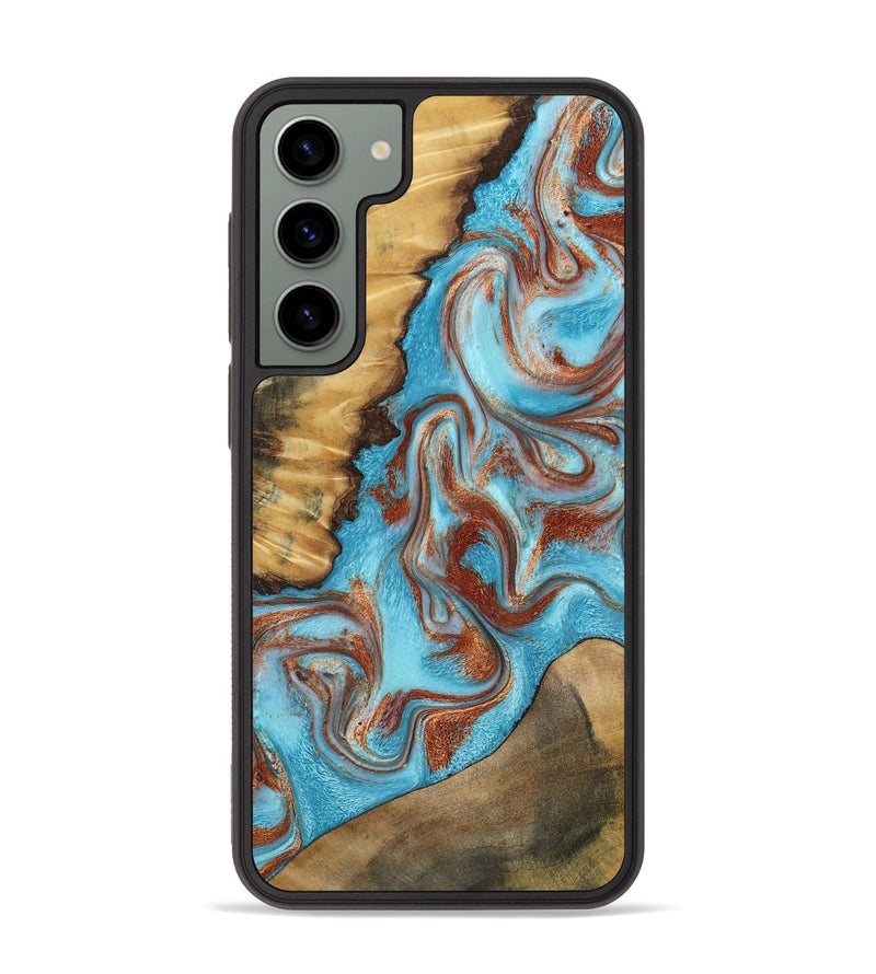 Galaxy S23 Plus Wood Phone Case - Oran (Teal & Gold, 800078)