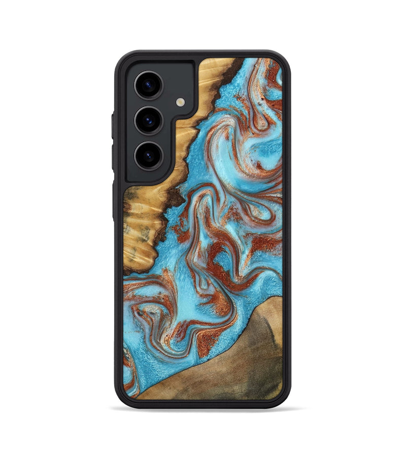 Galaxy S24 Wood Phone Case - Oran (Teal & Gold, 800078)