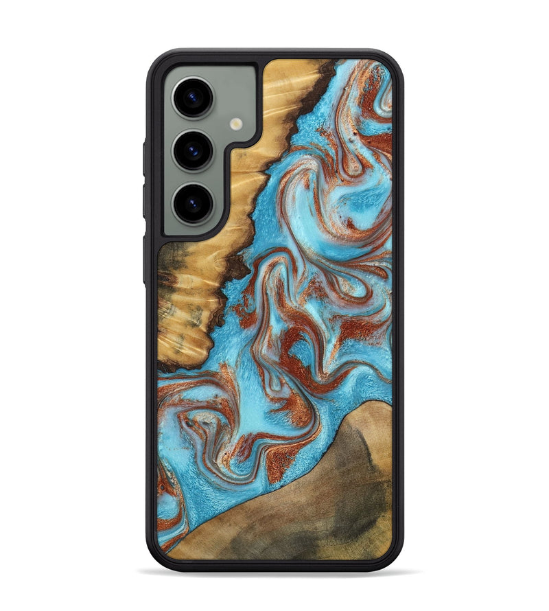 Galaxy S24 Plus Wood Phone Case - Oran (Teal & Gold, 800078)
