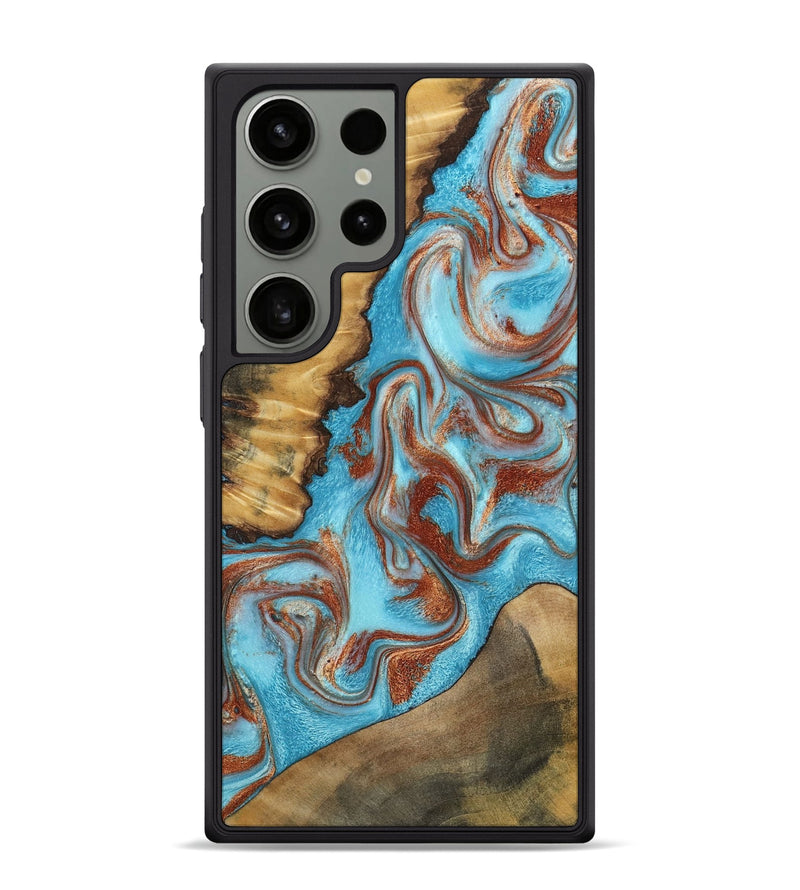 Galaxy S24 Ultra Wood Phone Case - Oran (Teal & Gold, 800078)