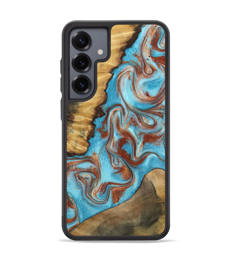 Galaxy S25 Plus Wood Phone Case - Oran (Teal & Gold, 800078)
