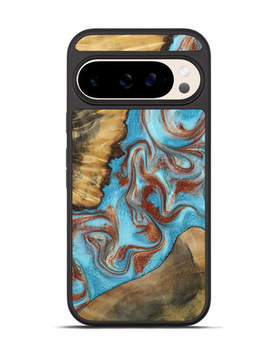 Pixel 10 Wood Phone Case - Oran (Teal & Gold, 800078)
