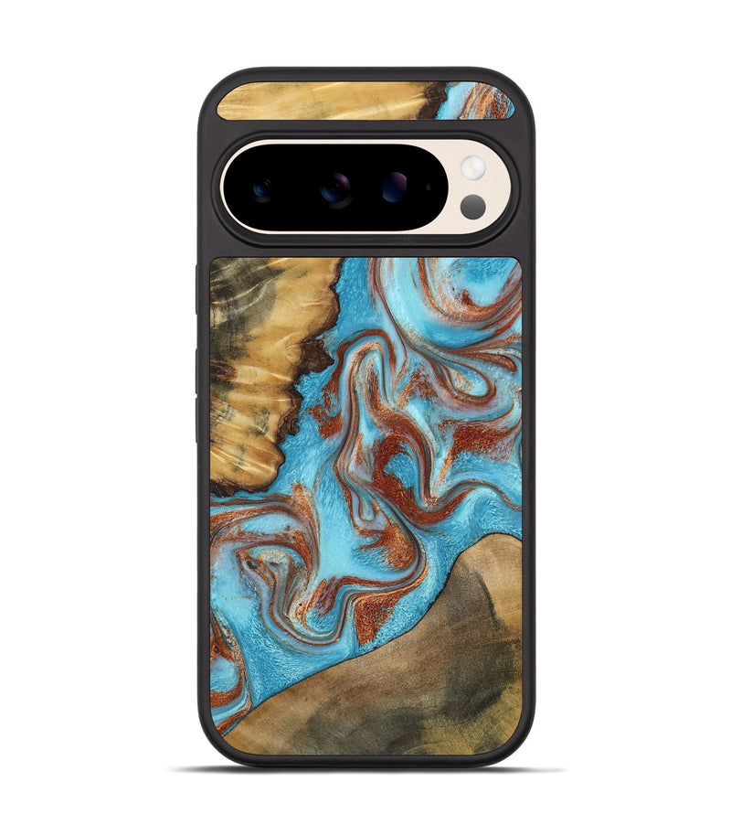 Pixel 10 Wood Phone Case - Oran (Teal & Gold, 800078)