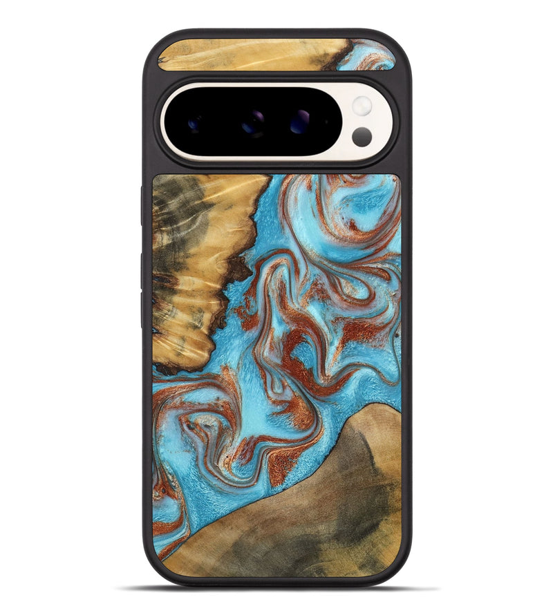 Pixel 9 Pro XL Wood Phone Case - Oran (Teal & Gold, 800078)