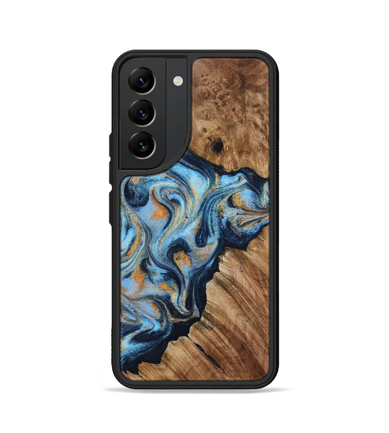 Galaxy S22 Wood Phone Case - Cortney (Teal & Gold, 800079)