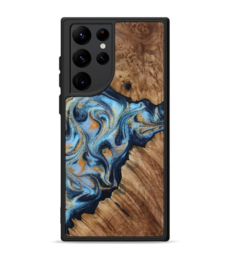 Galaxy S22 Ultra Wood Phone Case - Cortney (Teal & Gold, 800079)