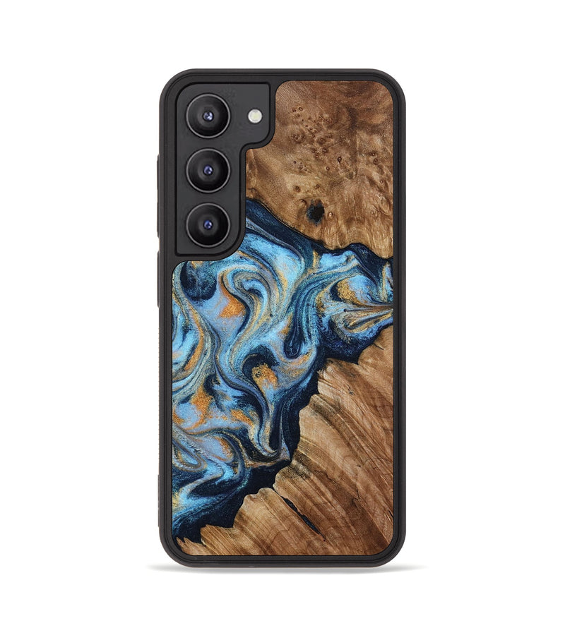 Galaxy S23 Wood Phone Case - Cortney (Teal & Gold, 800079)