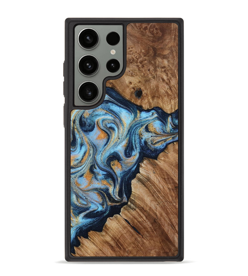 Galaxy S23 Ultra Wood Phone Case - Cortney (Teal & Gold, 800079)