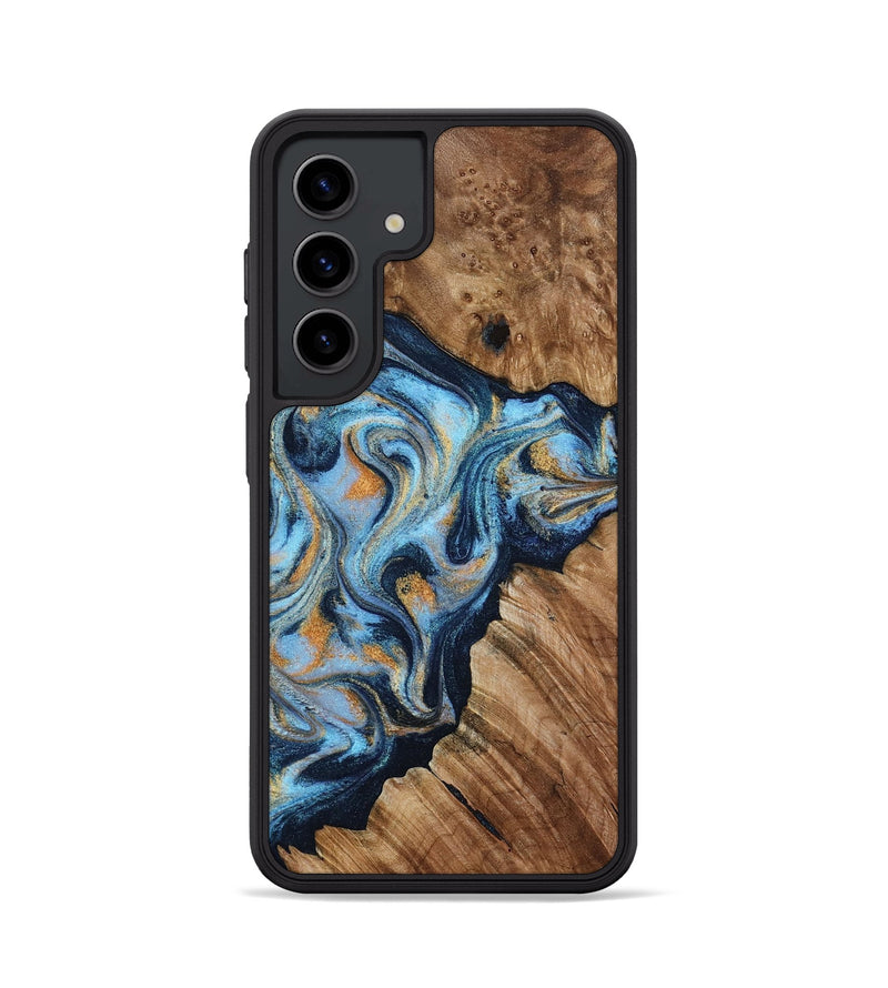 Galaxy S24 Wood Phone Case - Cortney (Teal & Gold, 800079)