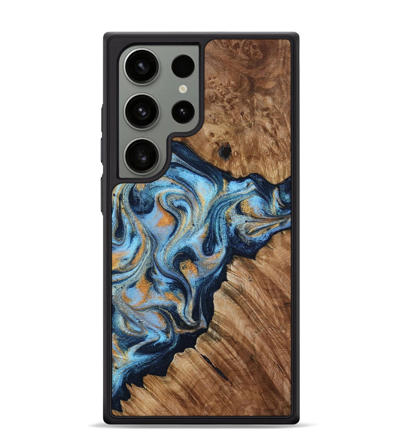 Galaxy S24 Ultra Wood Phone Case - Cortney (Teal & Gold, 800079)