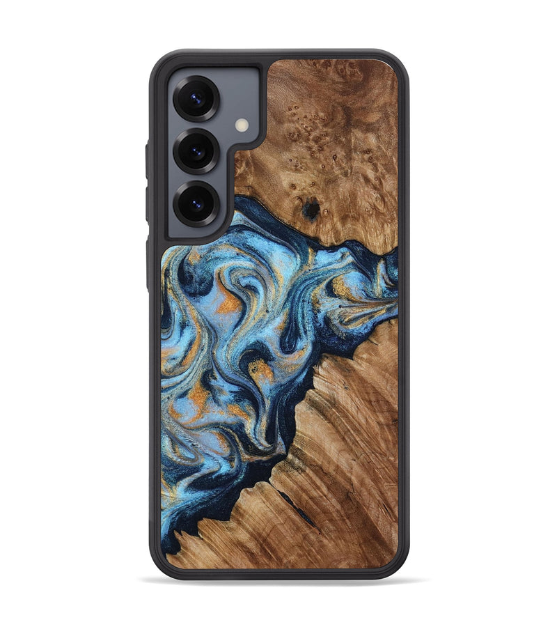 Galaxy S25 Plus Wood Phone Case - Cortney (Teal & Gold, 800079)