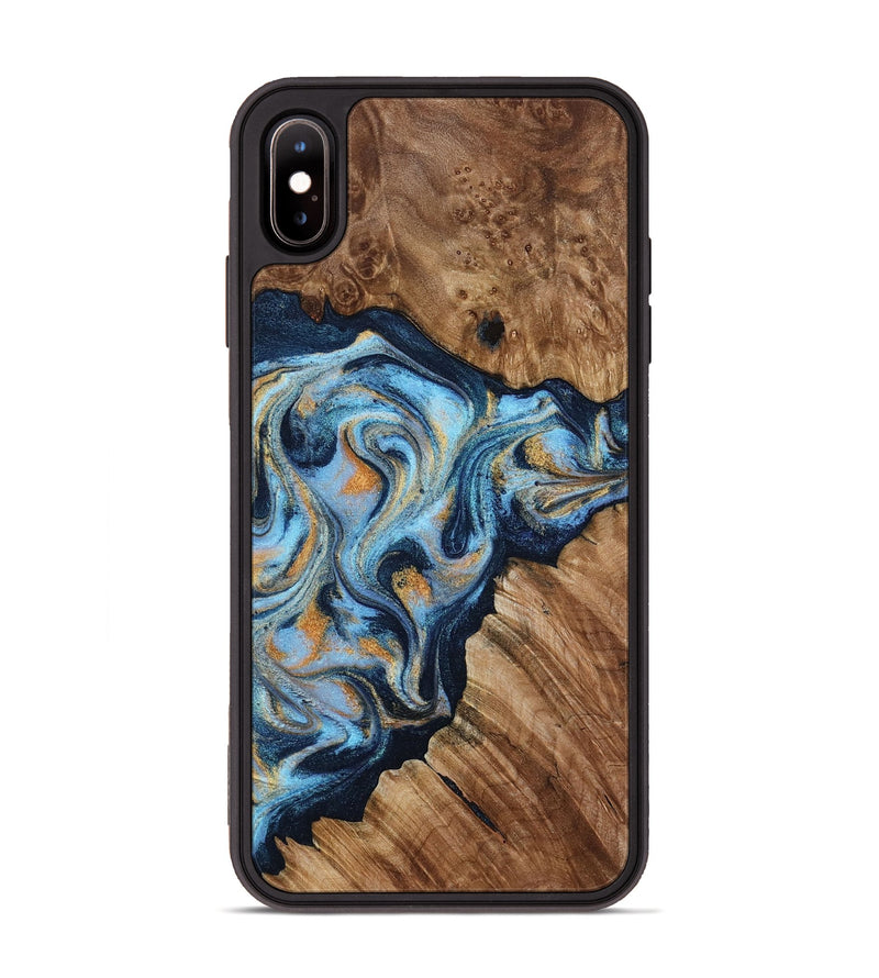 iPhone Xs Max Wood Phone Case - Cortney (Teal & Gold, 800079)