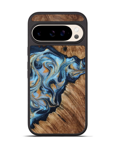 Pixel 10 Wood Phone Case - Cortney (Teal & Gold, 800079)