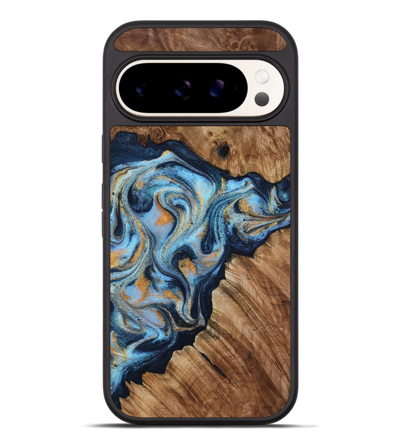 Pixel 9 Pro XL Wood Phone Case - Cortney (Teal & Gold, 800079)