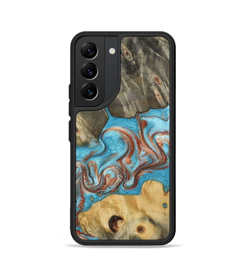 Galaxy S22 Wood Phone Case - Meadow (Teal & Gold, 800080)