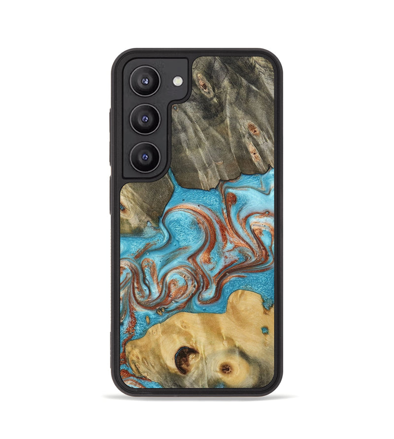 Galaxy S23 Wood Phone Case - Meadow (Teal & Gold, 800080)