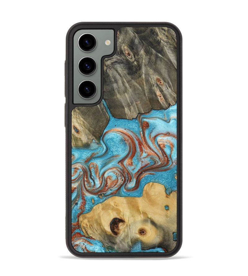 Galaxy S23 Plus Wood Phone Case - Meadow (Teal & Gold, 800080)