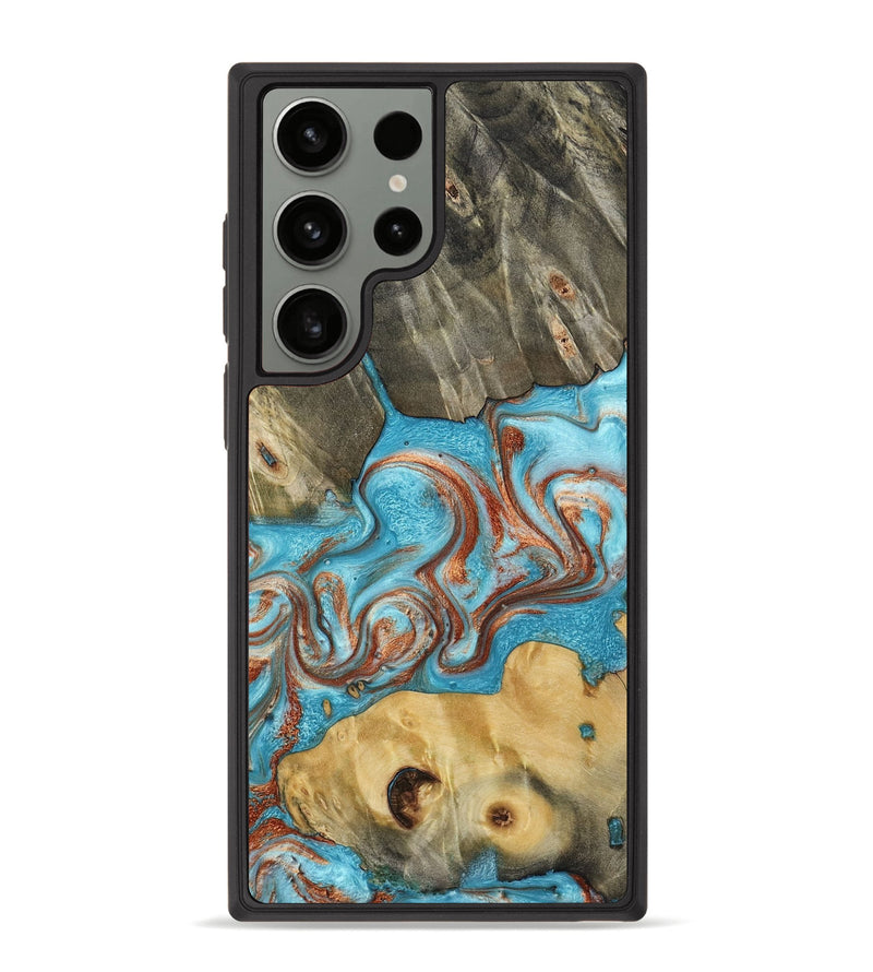 Galaxy S23 Ultra Wood Phone Case - Meadow (Teal & Gold, 800080)
