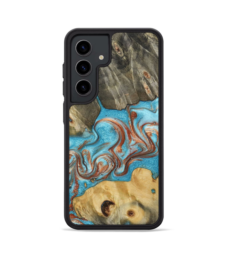 Galaxy S24 Wood Phone Case - Meadow (Teal & Gold, 800080)