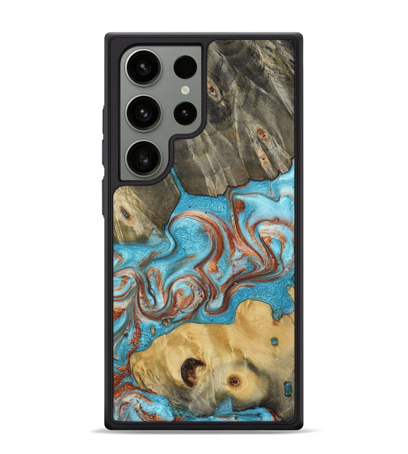 Galaxy S24 Ultra Wood Phone Case - Meadow (Teal & Gold, 800080)