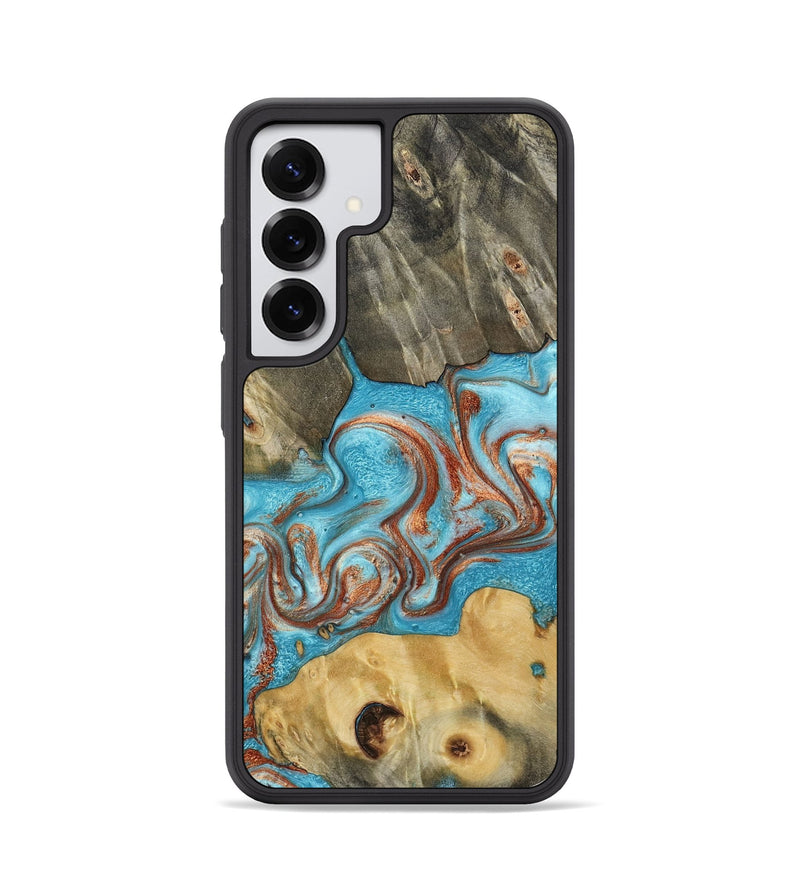 Galaxy S25 Wood Phone Case - Meadow (Teal & Gold, 800080)