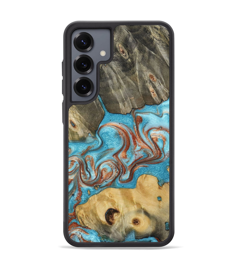 Galaxy S25 Plus Wood Phone Case - Meadow (Teal & Gold, 800080)