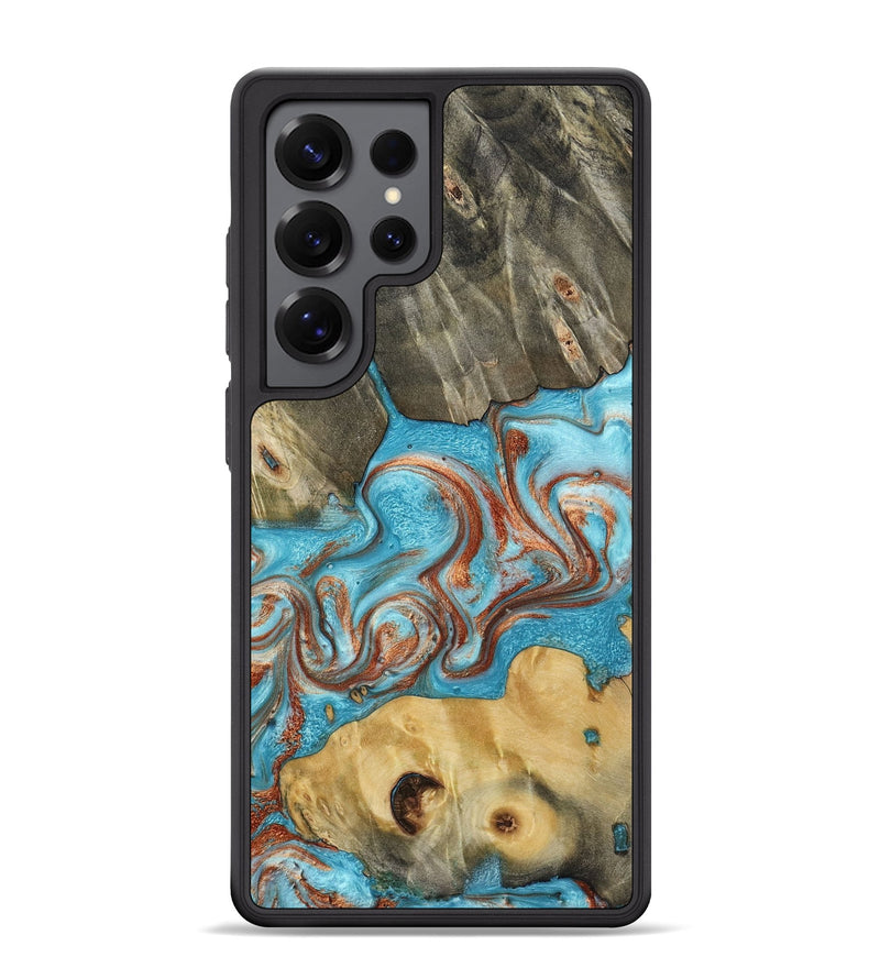 Galaxy S25 Ultra Wood Phone Case - Meadow (Teal & Gold, 800080)