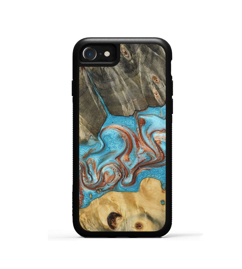iPhone SE Wood Phone Case - Meadow (Teal & Gold, 800080)