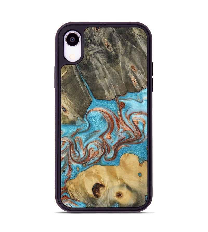 iPhone Xr Wood Phone Case - Meadow (Teal & Gold, 800080)