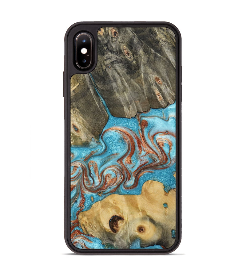 iPhone Xs Max Wood Phone Case - Meadow (Teal & Gold, 800080)