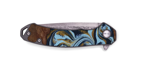 EDC Wood Pocket Knife - Karol (Teal & Gold, 800081)