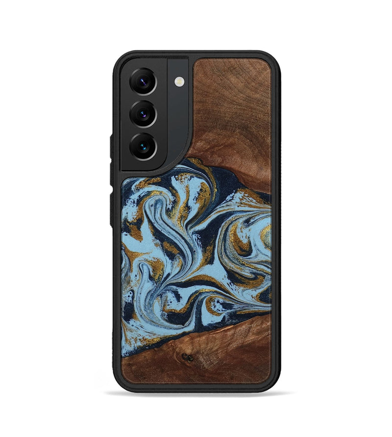 Galaxy S22 Wood Phone Case - Karol (Teal & Gold, 800081)