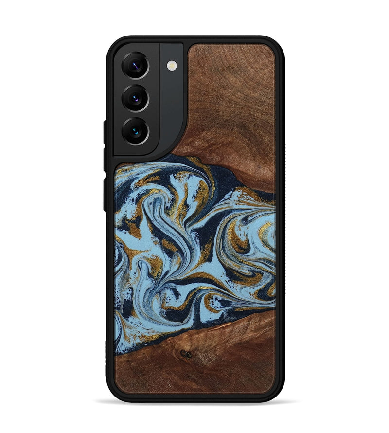 Galaxy S22 Plus Wood Phone Case - Karol (Teal & Gold, 800081)
