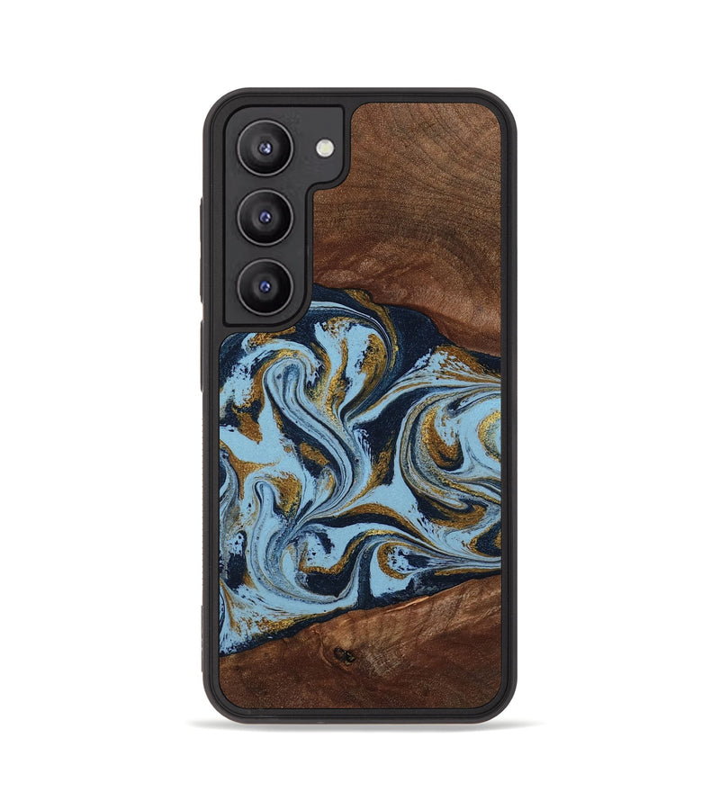 Galaxy S23 Wood Phone Case - Karol (Teal & Gold, 800081)