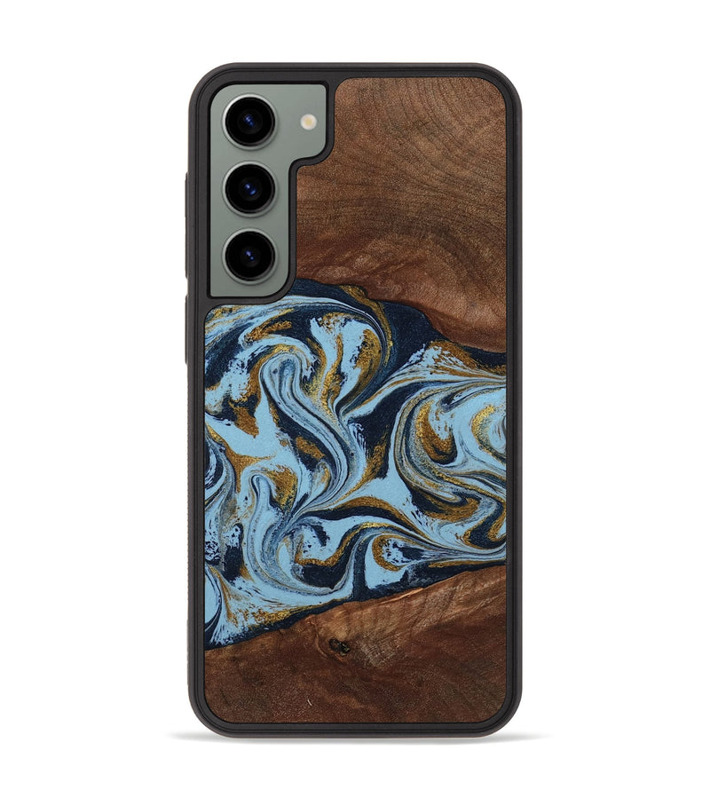 Galaxy S23 Plus Wood Phone Case - Karol (Teal & Gold, 800081)