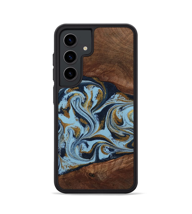 Galaxy S24 Wood Phone Case - Karol (Teal & Gold, 800081)