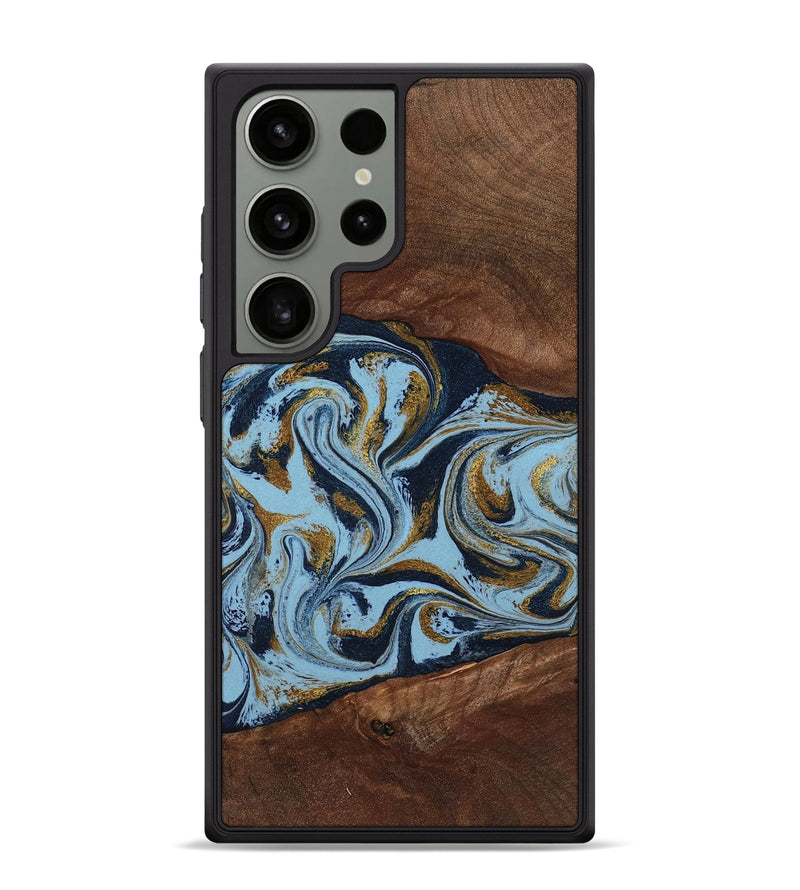 Galaxy S24 Ultra Wood Phone Case - Karol (Teal & Gold, 800081)