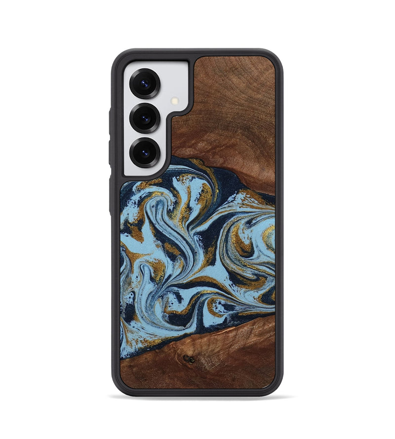 Galaxy S25 Wood Phone Case - Karol (Teal & Gold, 800081)