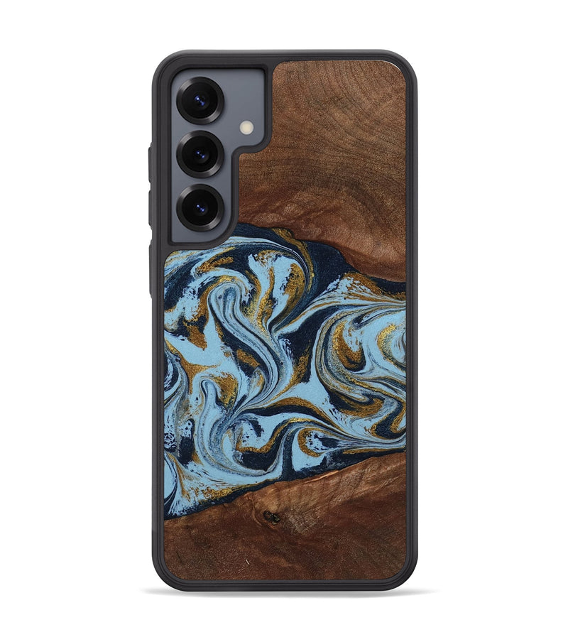 Galaxy S25 Plus Wood Phone Case - Karol (Teal & Gold, 800081)